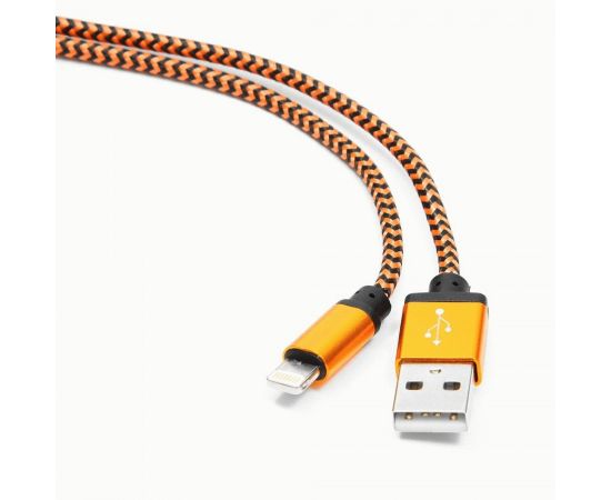 711392 - Кабель USB(A)шт. 2.0 - 8pin шт. Cablexpert, AM/Lightning 8P, 1м, нейлон, алюминиевые разъем, оранж (1)