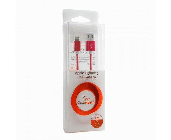 711404 - Кабель USB(A)шт. 2.0 - 8 pin шт. Cablexpert, AM/Lightning 8P, 1м, армир., разъемы розовый металл. (1)