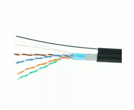 711486 - Cablexpert кабель FTP 4x2x0.52 мм, медный, кат.5e, одножил., экран, 305 м, OUTDOOR с тросом (1)