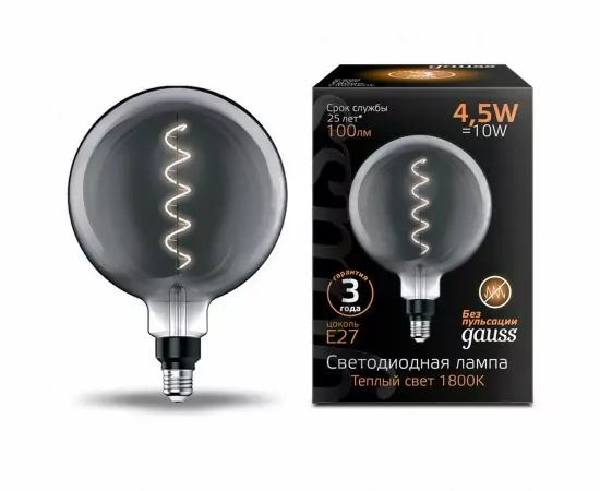 784784 - Gauss Filament G200 4.5W(100lm) 1800K 2K E27 gray flexible филамент (нитевидная) 154802005 (1)