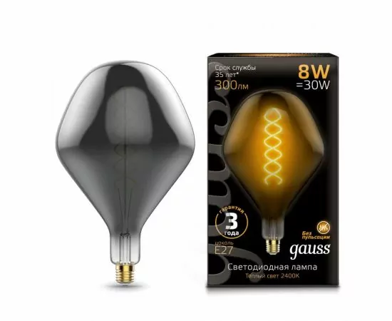 784798 - Gauss Filament SD160 8W(300lm) 2400K 2K E27 gray flexible филамент (нитевидная) 163802008 (1)