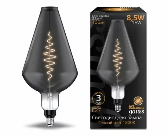 784807 - Gauss Filament Vase 8.5W(165lm) 1800K 2K E27 gray flexible филамент (нитевидная) 180802005 (1)