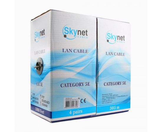 711483 - SkyNet Standart кабель FTP 4x2x0,48, медный, кат.5e, одножил., 305 м, коробка, серый (1)