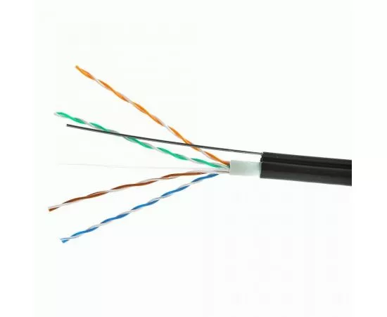 711493 - Cablexpert кабель UTP 4x2x0.51 мм, медный, кат.5e, одножил., 305 м, OUTDOOR с тросом, черный (1)