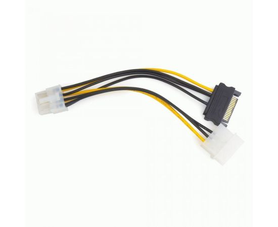 712170 - Разветвитель питания Cablexpert, Molex+SATA - PCI-Express 8pin, для подключения в/к PCI-Е (8pin) (1)