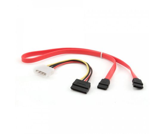 712176 - Комплект кабелей SATA Cablexpert интерфейсный 0,48 м, 7pin/7pin и питания (0,15 м) 4pin/15pin (1)