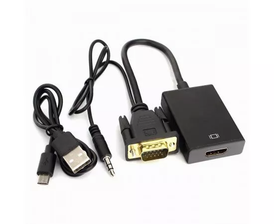 758867 - Переходник VGAшт. - HDMIгн. Cablexpert, 19M/15F, 0,15м, аудиовых Jack 3,5 (M), питан от USB (1)