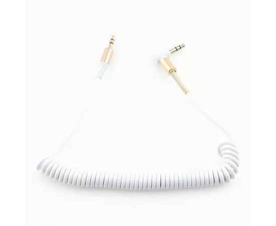758913 - Аудио кабель jack 3,5шт. - jack 3,5шт. угловой витой Cablexpert, белый, 1.8м, блистер (1)