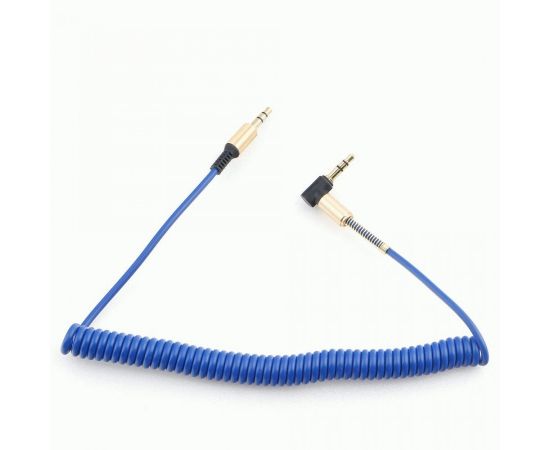 758915 - Аудио кабель jack 3,5шт. - jack 3,5шт. угловой витой Cablexpert, синий, 1.8м, блистер (1)