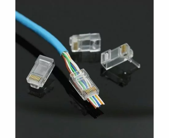 760633 - Штекер 8p8c (RJ45) cat 5e, LC-PTU-01/10, 6 микрон со сквозным отверстием (уп. 10 шт.), цена за уп-ку (1)