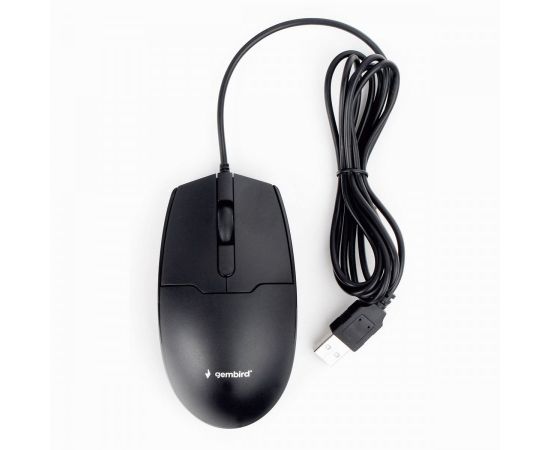 771113 - Мышь проводная Gembird MOP-425, USB, черный, 2кн.+колесо-кнопка, 1000 DPI, кабель 1.8м, кор., подвес (1)