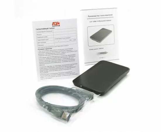 783818 - USB 3.0 Внешний корпус 2.5 SATAIII AgeStar 3UB2A8-6G (BLACK), сталь+пластик, черный, 6515 (1)