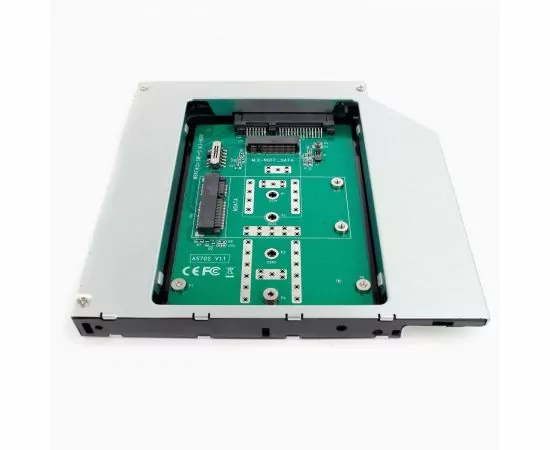 783897 - Сменный бокс для 2.5 HDD/SSD/М.2/mSATA AgeStar, SMNF2S, 12,7 мм, металл-пластик, черный, 18414 (1)