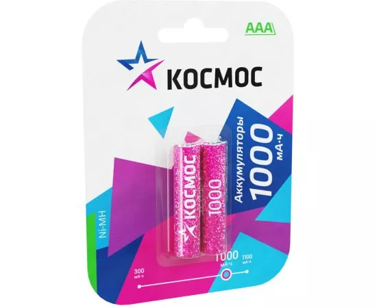 104130 - Аккумулятор Космос /R03 1000mAh Ni-MH BL2 (1)