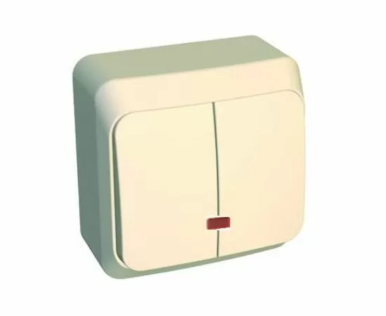 17531 - Systeme Electric Этюд выкл. ОУ 2кл. крем. (пл.осн., инд.) BA10-006K (25!) (1)