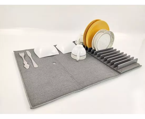 725103 - Сушилка для посуды с ковриком, 45*60см, синтетика/поликарбонат, серый, ES-DR-portable, Estares (1)