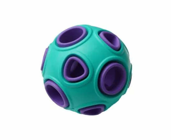 805741 - Игрушка для собак Мяч 7,5см бирюзово-фиолетовый каучук HOMEPET Y000284-01ALTP (1)