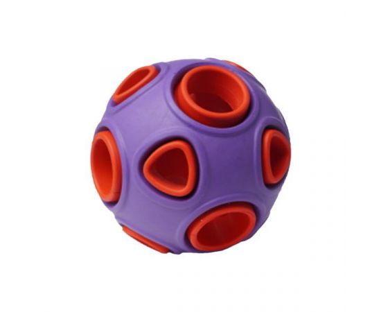 805742 - Игрушка для собак Мяч 7,5см двухцветный фиолетово-красный каучук HOMEPET Y000284-01ALPR (1)