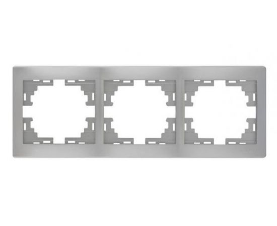 527314 - Lezard Мира рамка 3 мест. (б/вст, вертик.) металлик серый (PC) 701-1000-153 (1)