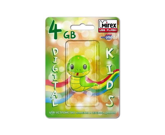 405329 - Флэш-диск USB 4Gb Mirex SNAKE GREEN (ecopack) (1)