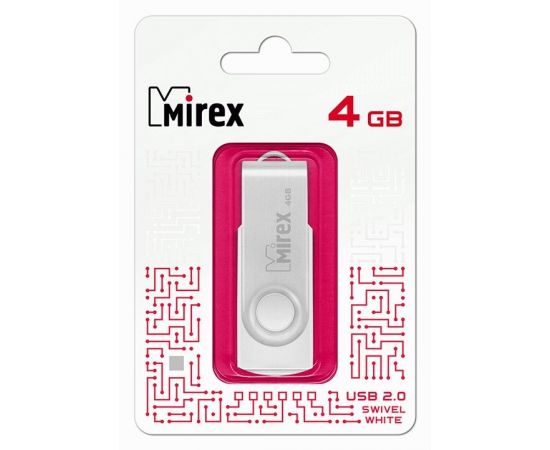 787389 - Флэш-диск USB 4 ГБ Mirex SWIVEL WHITE 4GB (ecopack) (1)