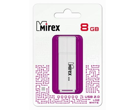 787402 - Флэш-диск USB 8 ГБ Mirex LINE WHITE 8GB (ecopack) (1)