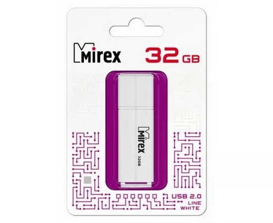 787437 - Флэш-диск USB 32 ГБ Mirex LINE WHITE 32GB (ecopack) (1)