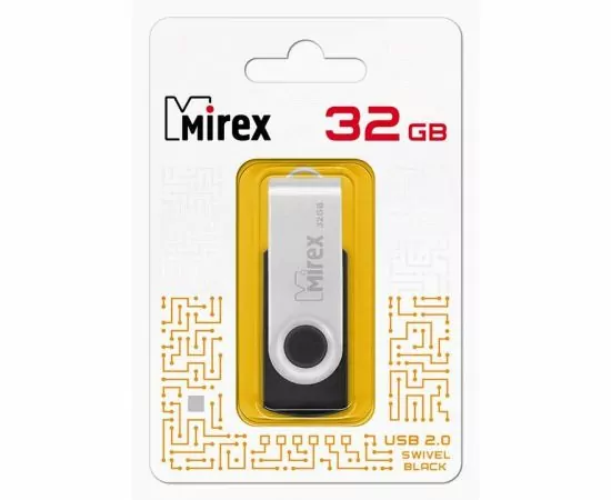 787439 - Флэш-диск USB 32 ГБ Mirex SWIVEL BLACK 32GB (ecopack) (1)