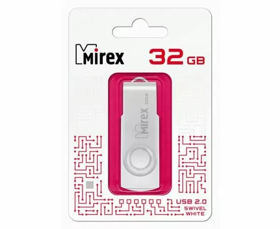 787440 - Флэш-диск USB 32 ГБ Mirex SWIVEL WHITE 32GB (ecopack) (1)