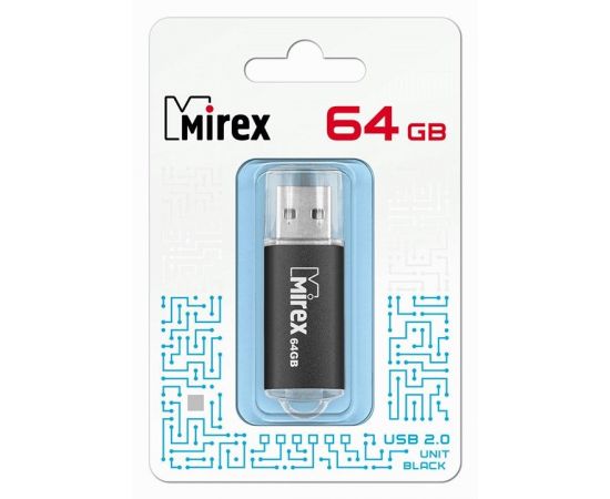 787459 - Флэш-диск USB 64 ГБ Mirex UNIT BLACK 64GB (ecopack) (1)