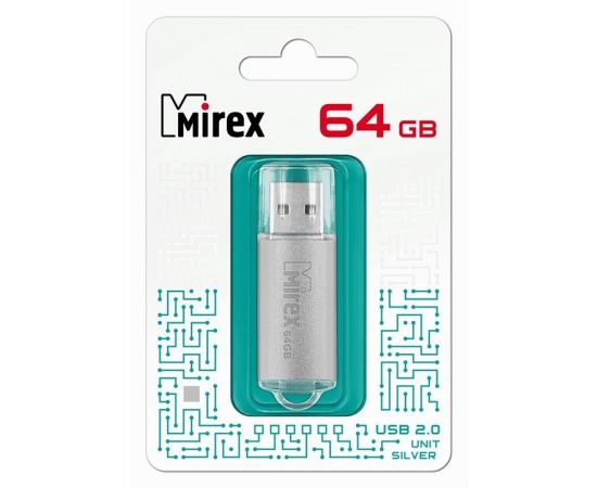 787460 - Флэш-диск USB 64 ГБ Mirex UNIT SILVER 64GB (ecopack) (1)