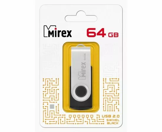 787461 - Флэш-диск USB 64 ГБ Mirex SWIVEL BLACK 64GB (ecopack) (1)