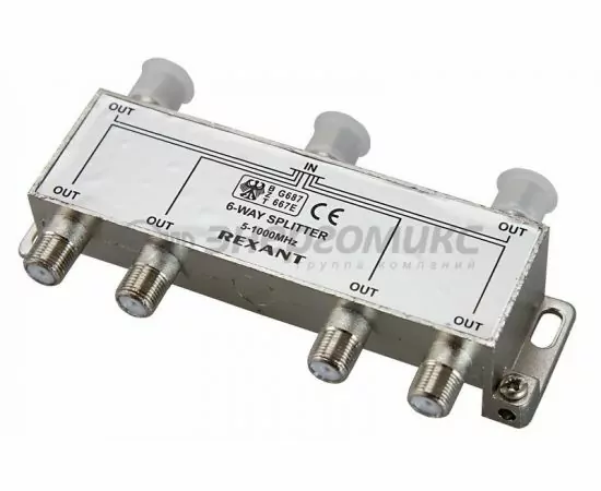 492383 - REXANT splitter (делитель) на 6TV 5-1000 MHz 05-6004 цена за шт (5!), 05-6004 (1)