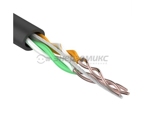 508710 - REXANT кабель витая пара U/UTP 2х2х24 AWG CAT5e CU, OUTDOOR, черный, 305м (цена за бухту) (1)