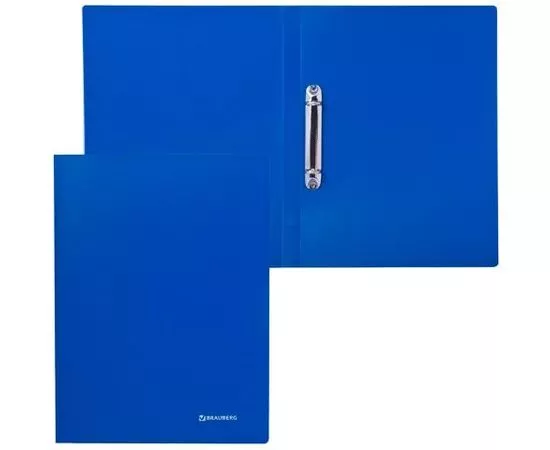 321573 - Папка 2 кольца BRAUBERG Бюджет, 21мм, синяя, до 80 листов, 0,5мм 221611 (1)