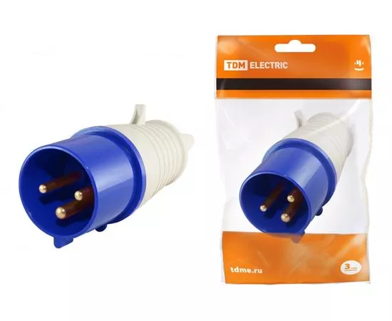 330938 - TDM силовая вилка CEE 013 переносная 2P+PЕ 16А 220В IP44 (10!) SQ0601-0001 (1)