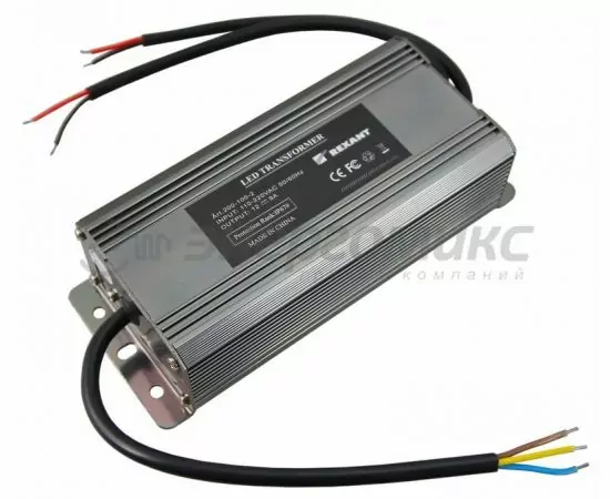 609153 - REXANT блок питания св/д св-к/лента 12V 9А, 100W с проводами, влагозащищенный (IP67), 200-100-2 (1)