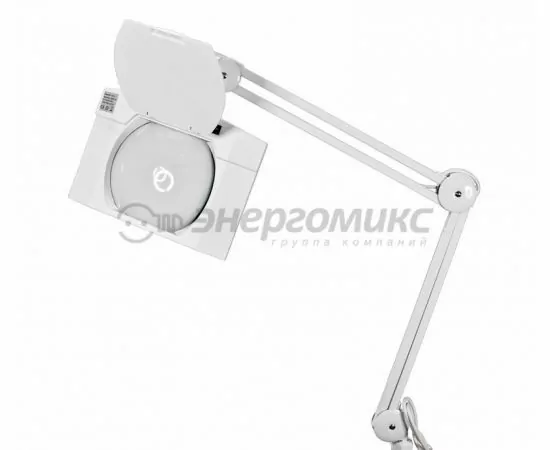 609995 - Лупа на струбцине квадратная настольная 5Х с подсветкой 108 LED, белая  REXANT, 31-0513 (1)