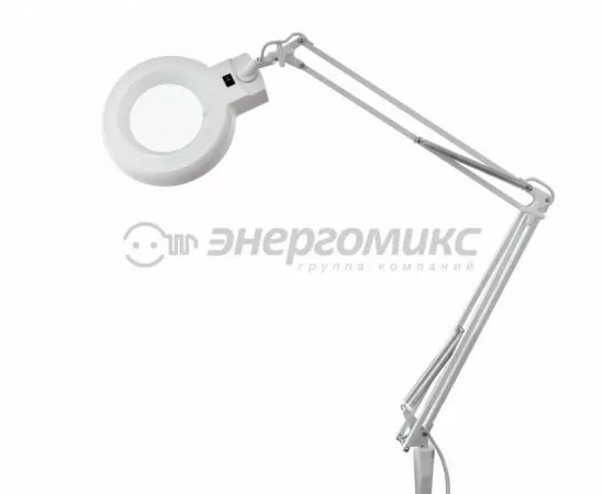 610005 - Лупа на струбцине круглая настольная 8Х с подсветкой, белая  REXANT, 31-0021 (1)
