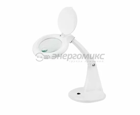610008 - Лупа настольная малая  3Х +доп.12Х  с подсветкой 60 LED, белая  REXANT, 31-0243 (1)