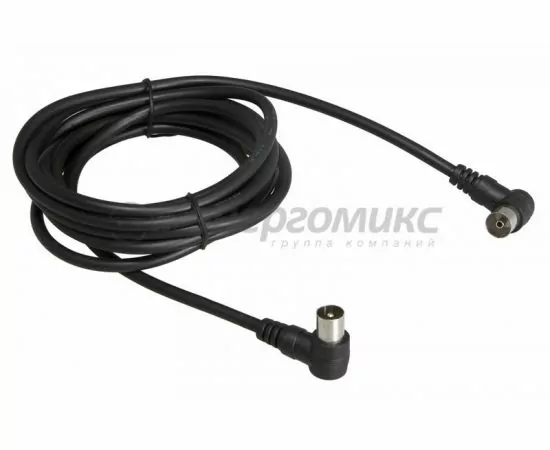 612403 - Кабель антенный удлинитель 3М Угловой черный (шт.TV гн.TV) REXANT цена за шт (10!), 18-0014 (1)