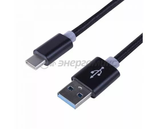 658416 - Кабель USB(A)шт. - 3.1 type C шт. в тканевой оплетке 1M черный REXANT,(10!) 18-18 (1)