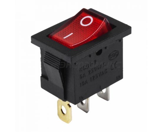 691613 - REXANT выкл. клавишный 24V 15А (3с) ON-OFF красный с подсветкой Mini (10!) ,36-2165 (1)