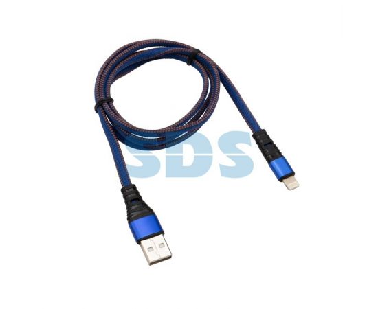 792676 - Кабель USB шт. - 8 pin (lightning/iphone)шт., 2.4 A, 1 м, синяя нейлоновая оплетка, Rexant, 18-7053 (1)