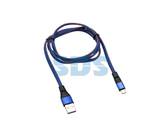 792678 - Кабель USB шт. - microUSB шт. 1 м, плоский провод, синяя джинсовая оплетка, Rexant, 18-1163 (1)