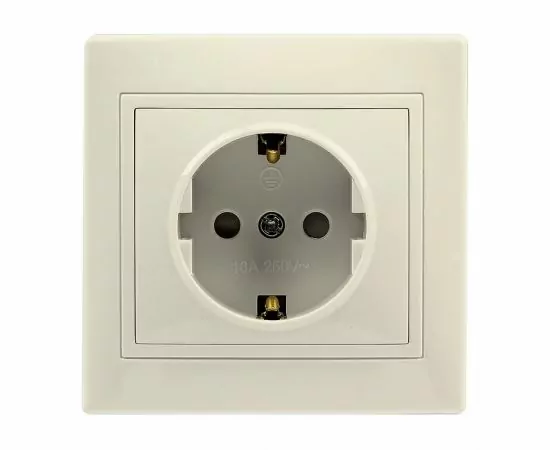 766520 - Smartbuy Венера роз. СУ 1-местная с заземлением 16А бежевая,  (SBE-01i-16-S1-Z-c) (1)