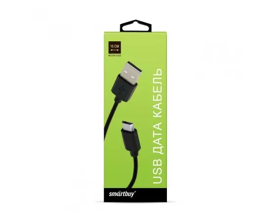 793893 - Дата-кабель USB(A)шт. - microUSBшт. Smartbuy, 15 см черный <3 А iK-020-box (1)