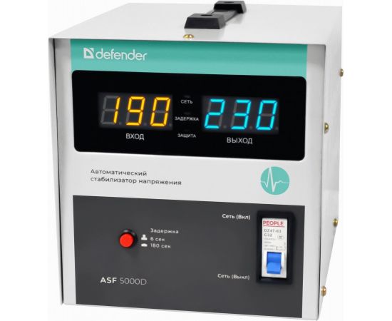 786348 - Defender стабилизатор напр. релейный тип ASF 5000D напольный 3000Вт метал корпус, терминал, 99039 (1)
