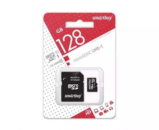 792159 - Флэш-карта (памяти) micro SDXC Smartbuy 128GB Class 10 UHS-1, адаптером SD (SB128GBSDCL10-01) (1)