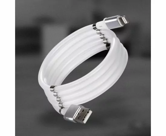 795378 - Дата-кабель Smartbuy USB - 8-pin для Apple, 3A, магнитный, 1 м, белый (iK-512mag-s) (1)